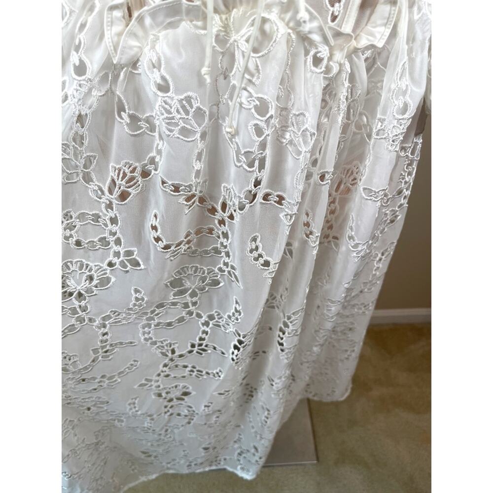 FOR LOVE & LEMONS Romi Eyelet Lace Sheer White Midi Dress Size Small - Picture 6 of 10